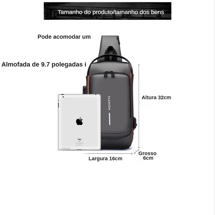 Mochila Anti-Furto com Senha USB Slim Bag