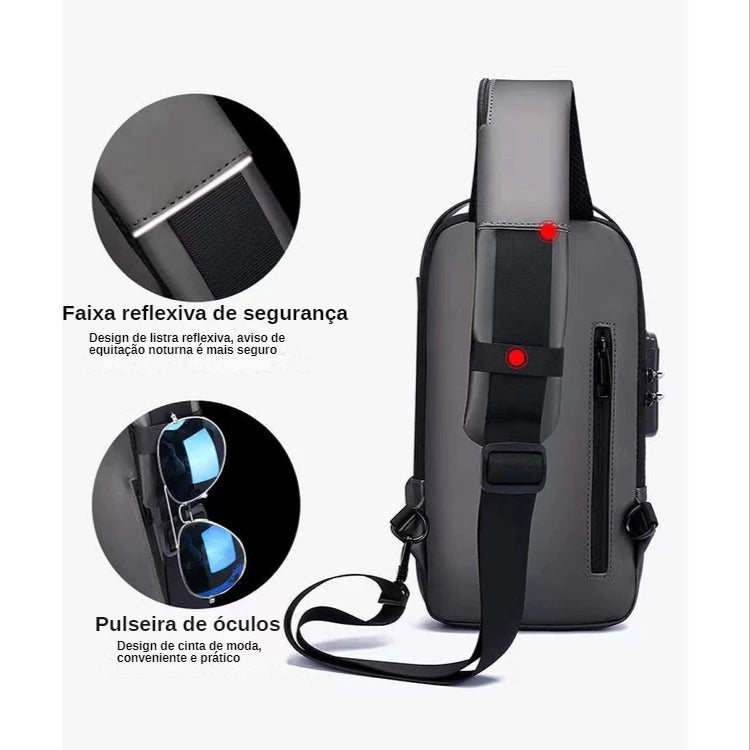 Mochila Anti-Furto com Senha USB Slim Bag