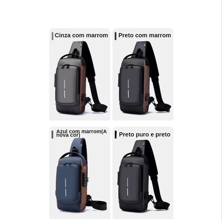 Mochila Anti-Furto com Senha USB Slim Bag