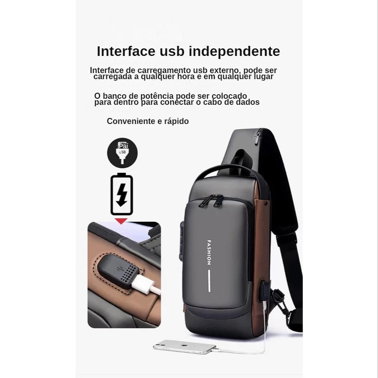 Mochila Anti-Furto com Senha USB Slim Bag